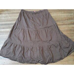 Womens Boho Tiered Casual Pull On Prairie Cottagecore Sz 4X Midi Skirt Chocolate